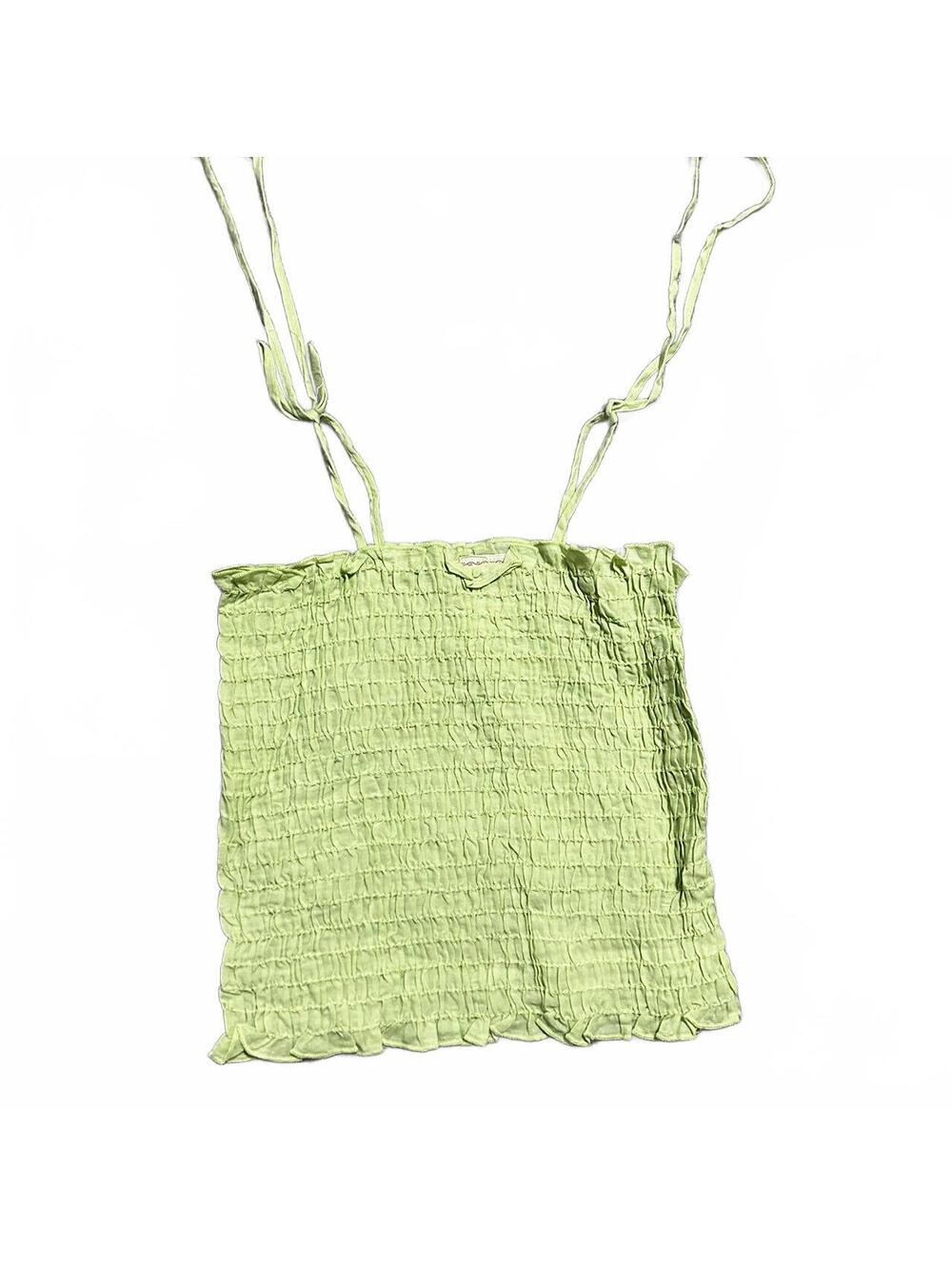 Vintage 2000s Light Green Smocked Cropped Tank By Debut Size S